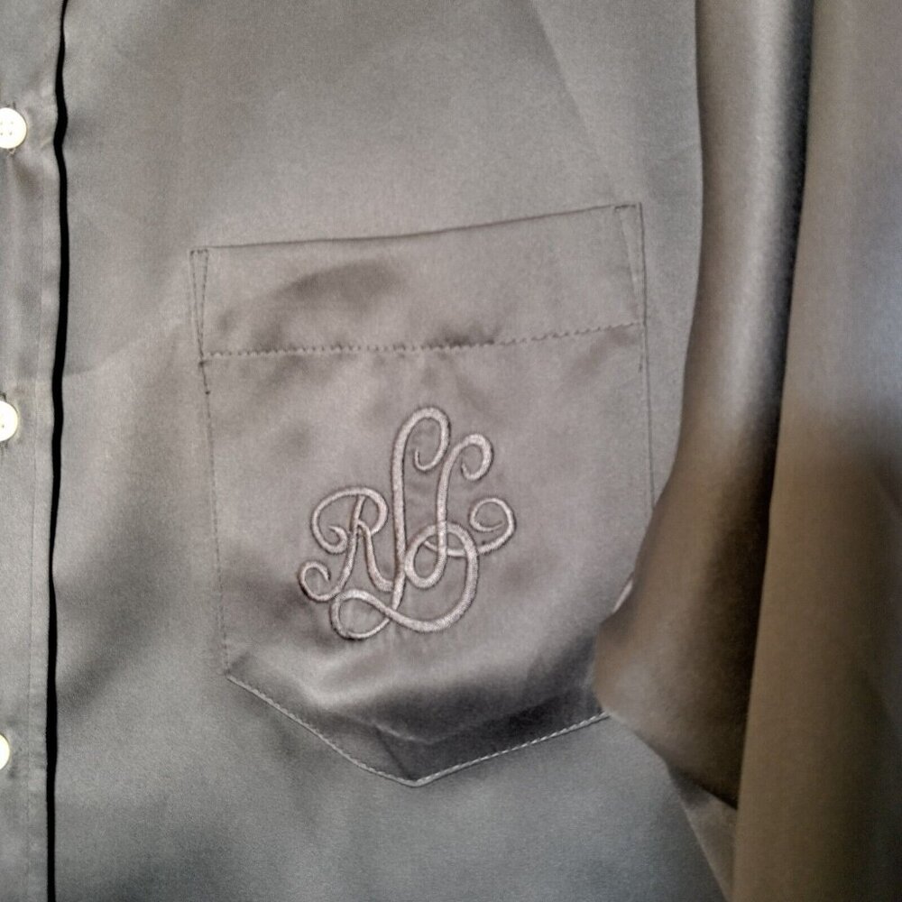Lauren Ralph Lauren Nightgown Small Sleep Shirt Satin Polyester Gray Long Sleeve - Picture 6 of 12
